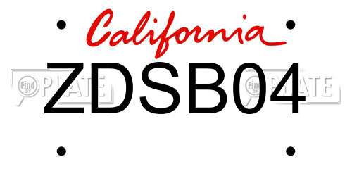 ZDSB04 California License Plate