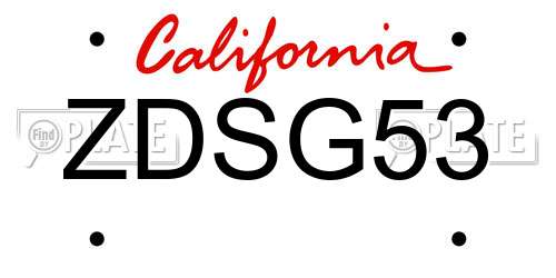 ZDSG53 California License Plate