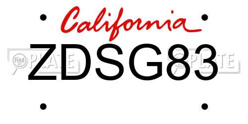 ZDSG83 California License Plate