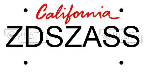ZDSZASS California License Plate