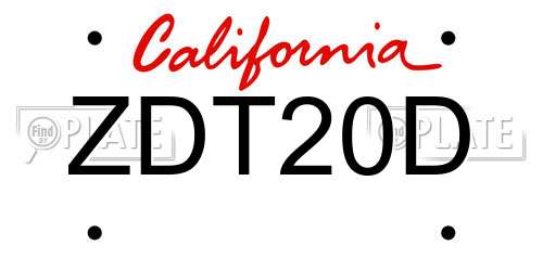 ZDT20D California License Plate