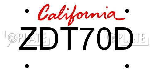 ZDT70D California License Plate
