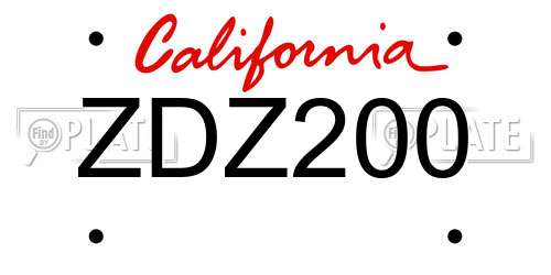 ZDZ200 California License Plate