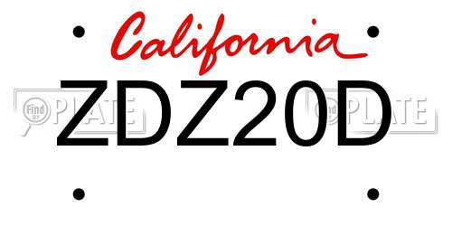 ZDZ20D California License Plate