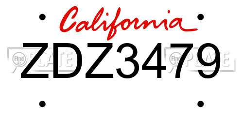 ZDZ3479 California License Plate