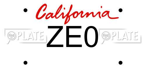 ZE0 California License Plate