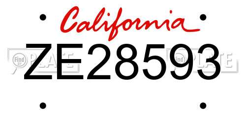 ZE28593 California License Plate