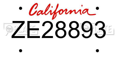 ZE28893 California License Plate