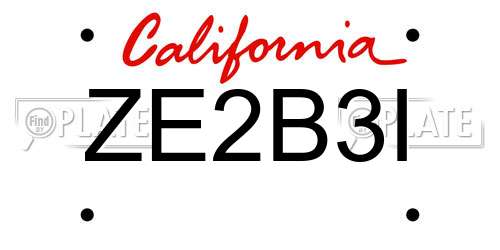 ZE2B3I California License Plate