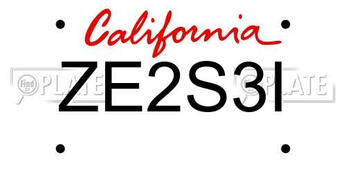 ZE2S3I California License Plate