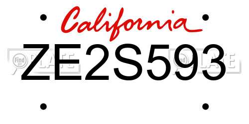 ZE2S593 California License Plate