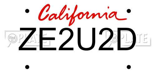 ZE2U2D California License Plate