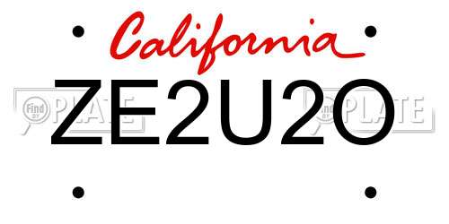 ZE2U2O California License Plate