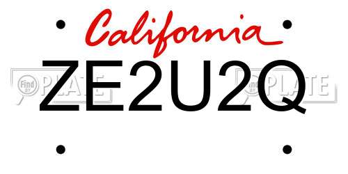 ZE2U2Q California License Plate