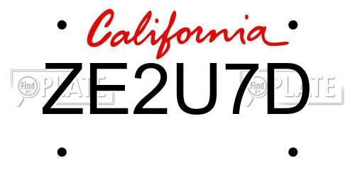 ZE2U7D California License Plate