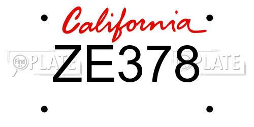 ZE378 California License Plate