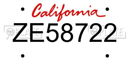 ZE58722 California License Plate