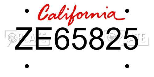 ZE65825 California License Plate