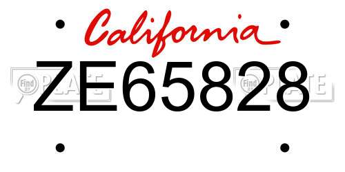 ZE65828 California License Plate