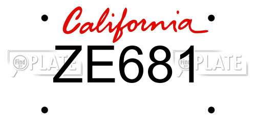 ZE681 California License Plate