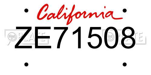 ZE71508 California License Plate