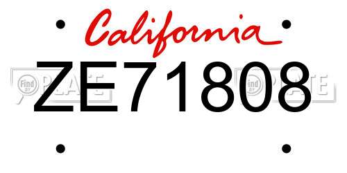 ZE71808 California License Plate