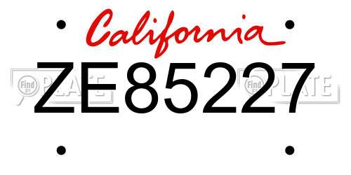 ZE85227 California License Plate