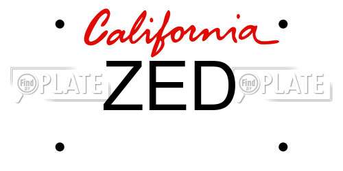 ZED California License Plate