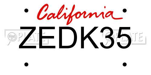 ZEDK35 California License Plate