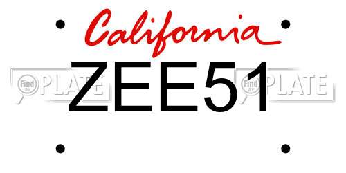 ZEE51 California License Plate