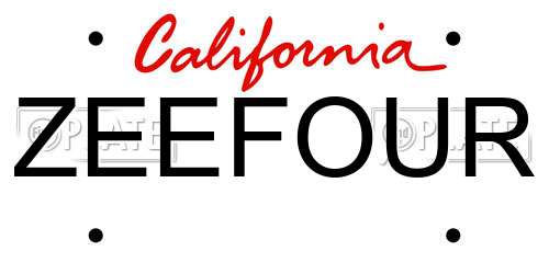 ZEEFOUR California License Plate