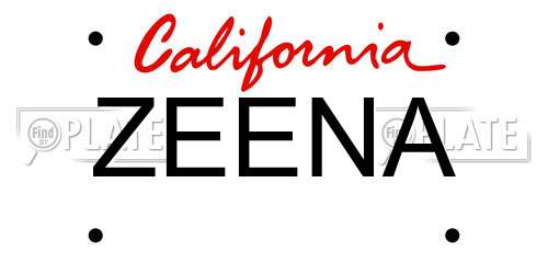 ZEENA California License Plate