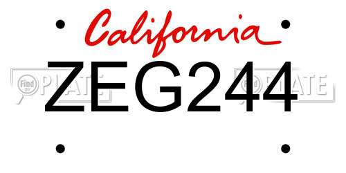 ZEG244 California License Plate