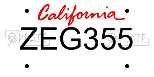 ZEG355 California License Plate