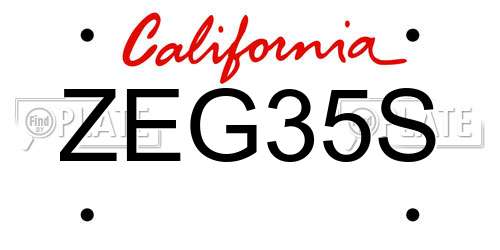 ZEG35S California License Plate