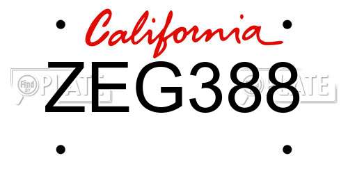 ZEG388 California License Plate