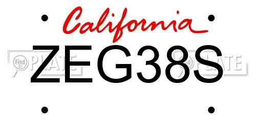 ZEG38S California License Plate