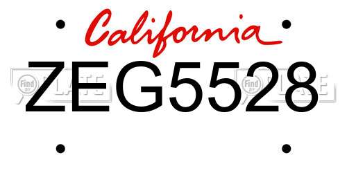 ZEG5528 California License Plate