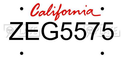 ZEG5575 California License Plate