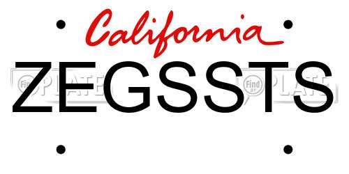 ZEGSSTS California License Plate