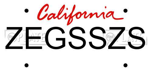 ZEGSSZS California License Plate