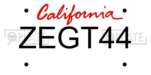 ZEGT44 California License Plate