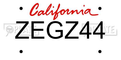 ZEGZ44 California License Plate