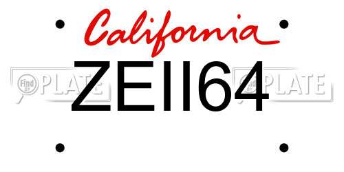 ZEII64 California License Plate