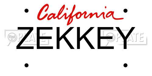 ZEKKEY California License Plate