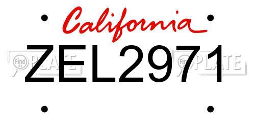 ZEL2971 California License Plate