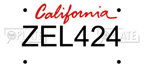 ZEL424 California License Plate