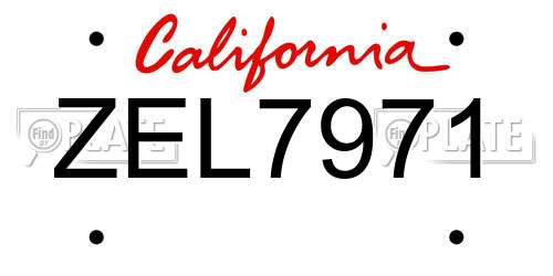 ZEL7971 California License Plate
