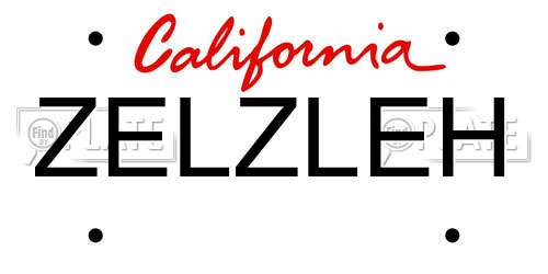 ZELZLEH California License Plate