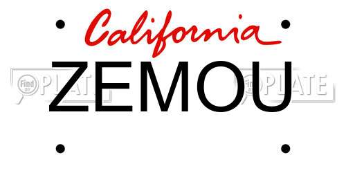 ZEMOU California License Plate